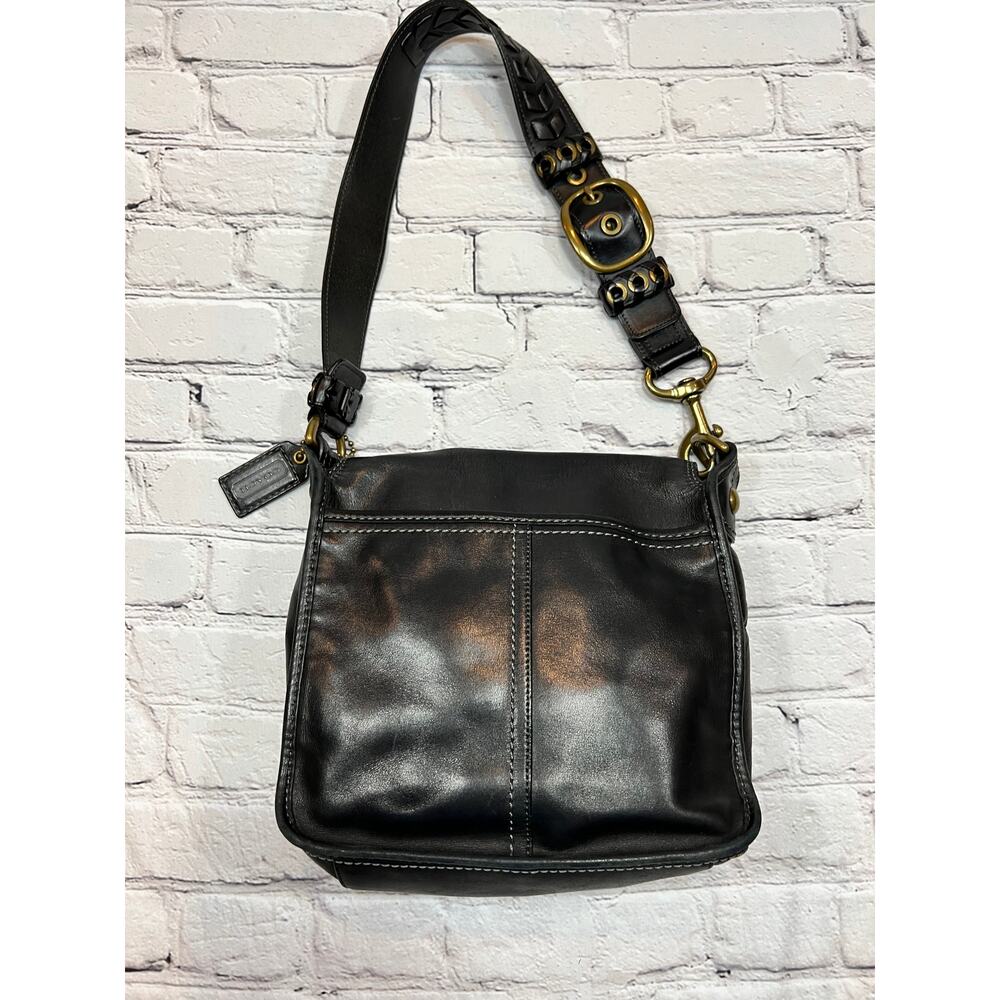 COACH Black Bleecker Legacy Tattersall Shoulder Bag F0769-11419 Antique Brass - Picture 2 of 15